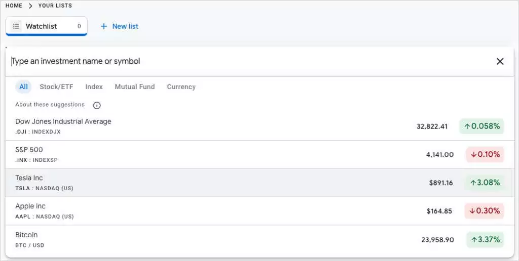 cách thiết lập-một-cổ phiếu-danh sách theo dõi-trên-google-finance-6-nén - Mẹo kỹ thuật trực tuyến Sử dụng Danh sách theo dõi mặc định trên Google Finance hình 6