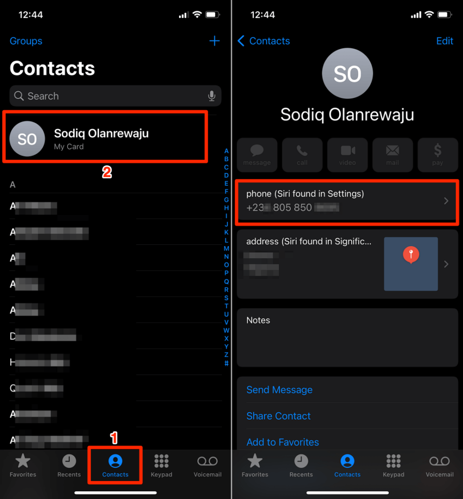 02-tìm-số-điện-thoại-iphone-phone-app - Mẹo Kỹ Thuật Trực Tuyến ảnh chụp màn hình tìm số điện thoại di động của bạn trên ứng dụng iPhone Phone