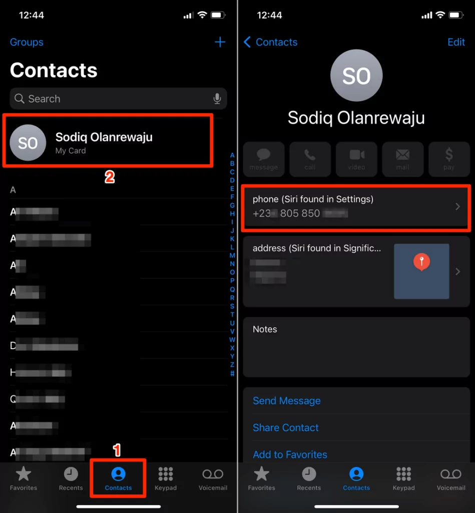 02-tìm-số-điện-thoại-iphone-phone-app - Mẹo Kỹ Thuật Trực Tuyến ảnh chụp màn hình tìm số điện thoại di động của bạn trên ứng dụng iPhone Phone