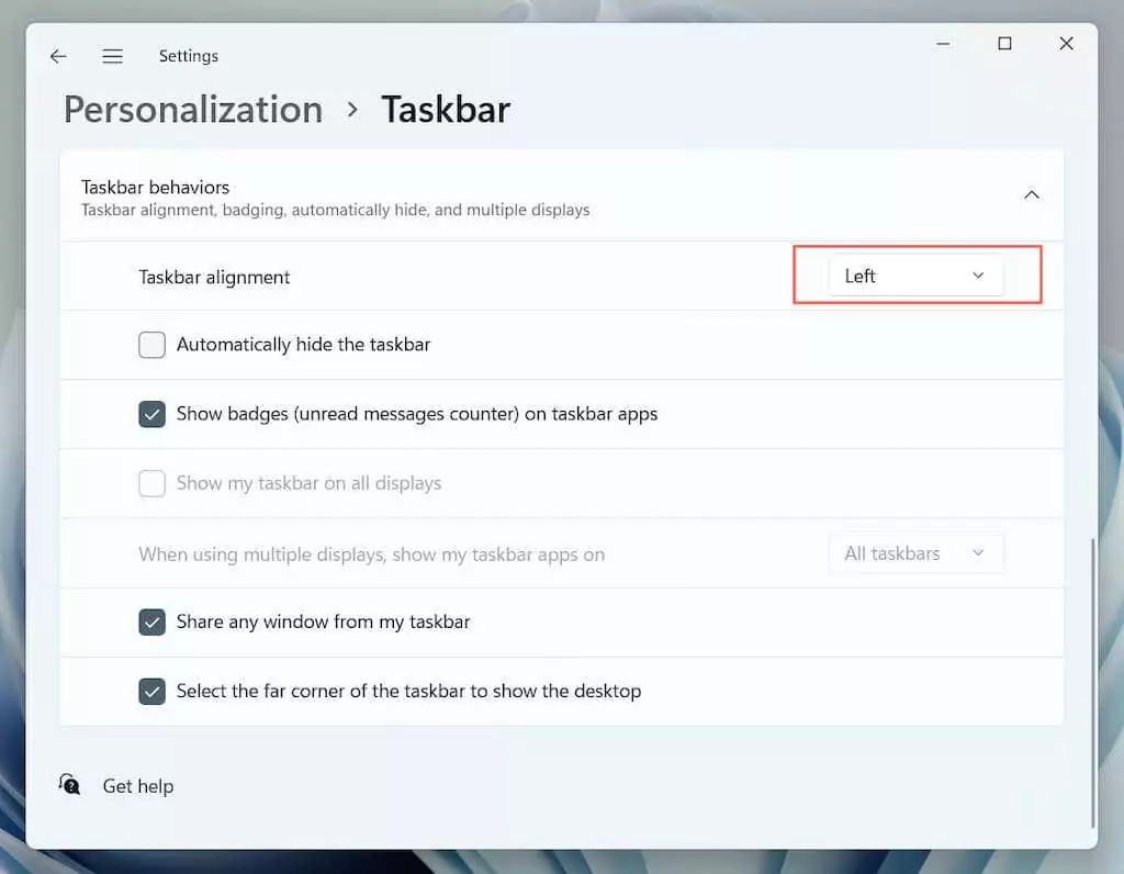 01-Căn chỉnh thanh tác vụ - Help Desk Geek Cách tùy chỉnh Start Menu Windows 11 ảnh 2