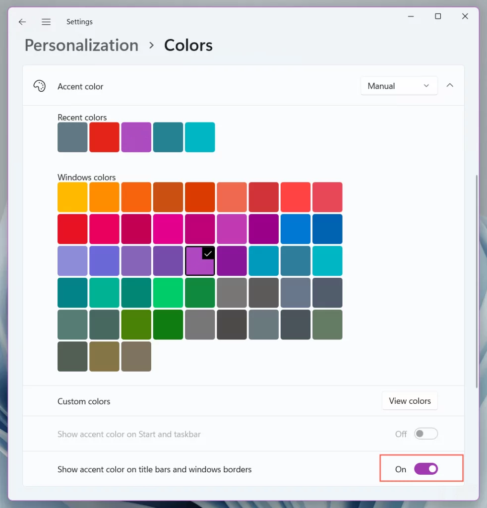 07-Accent-Color - Bộ phận trợ giúp Geek Cách tùy chỉnh Start Menu Windows 11 ảnh 8
