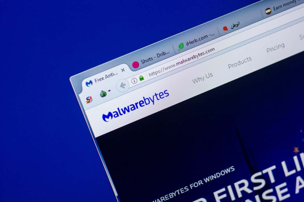 Ryazan, Nga - 20/05/2018: Trang chủ website Malwarebytes trên màn hình PC, url - Malwarebytes.com. - Bàn trợ giúp Geek Mbam.exe trong Windows là gì và bạn có nên loại bỏ nó không? hình ảnh 1
