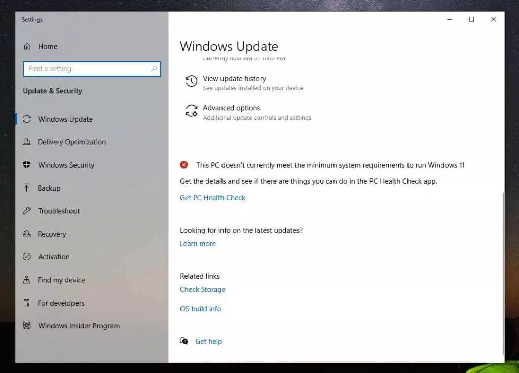 1-windows-update-error - Bộ phận trợ giúp Geek Sửa lỗi Windows 11 báo “Bộ xử lý của bạn không được hỗ trợ” hình 2