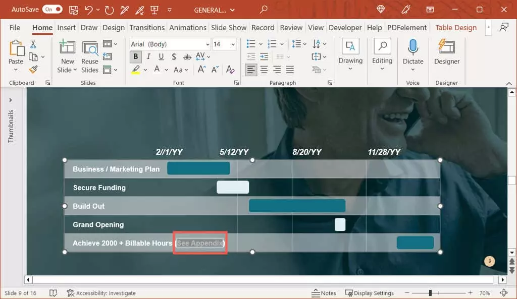 - Bàn trợ giúp Geek Liên kết đến một Phụ lục trong hình ảnh PowerPoint