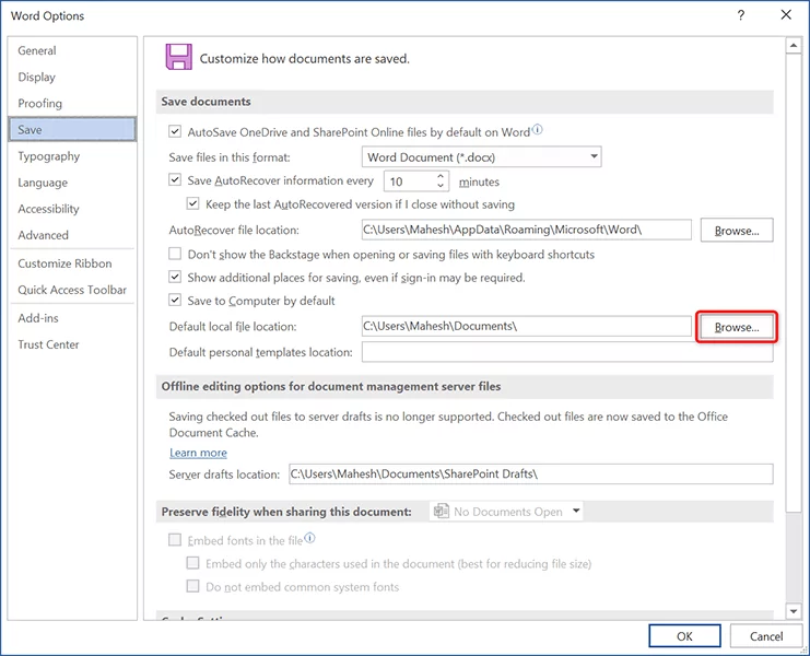 - Bàn trợ giúp Geek Thay đổi vị trí lưu mặc định trong Microsoft Office image 2