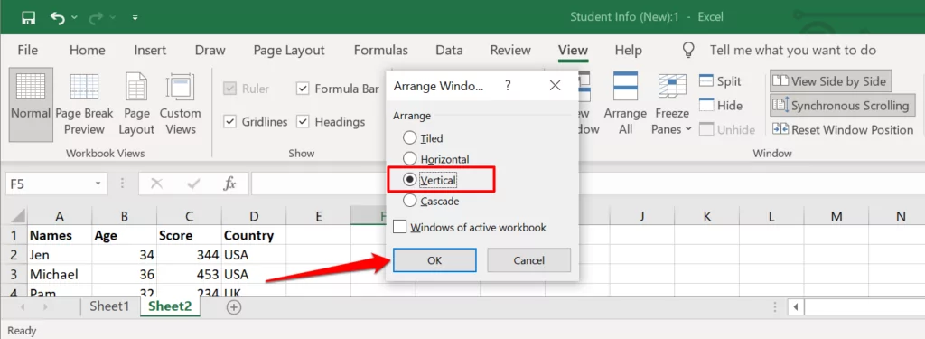 - Bàn trợ giúp Geek Sắp xếp Windows theo chiều dọc trong Excel