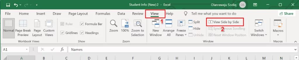- Bàn trợ giúp Geek Xem cạnh nhau trong Excel