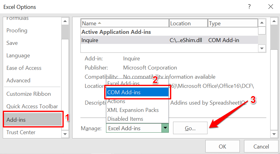 - Bàn trợ giúp Geek Bổ trợ trong Tùy chọn Excel