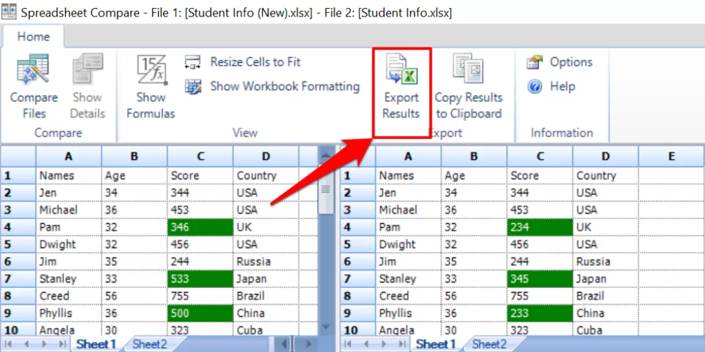 - Bàn trợ giúp Geek Công cụ So sánh Bảng tính để kiểm tra sự khác biệt trong hai tệp Excel