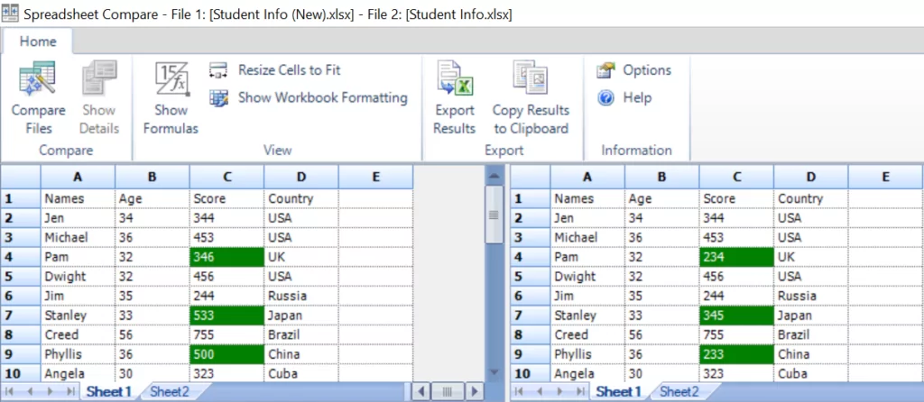 - Bàn trợ giúp Geek Công cụ So sánh Bảng tính để kiểm tra sự khác biệt trong hai tệp Excel