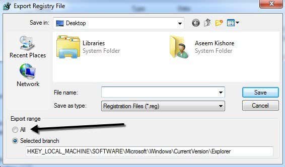Hướng dẫn cơ bản để sao lưu và khôi phục sổ đăng ký Windows 6 đăng ký phạm vi xuất khẩu