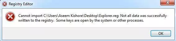 Hướng dẫn cơ bản để sao lưu và khôi phục sổ đăng ký Windows 8 không thể nhập sổ đăng ký