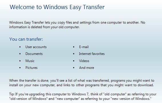 Chuyển tập tin từ Windows XP, Vista, 7 hoặc 8 sang Windows 10 bằng Windows Easy Transfer 3 cửa sổ 7 đến 8