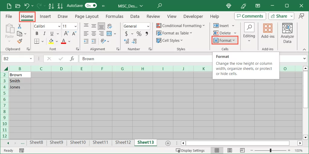 cách bỏ ẩn cột đầu tiên hoặc hàng trong excel-worksheets-2-nén - Help Desk Geek Định dạng trên tab Trang chủ