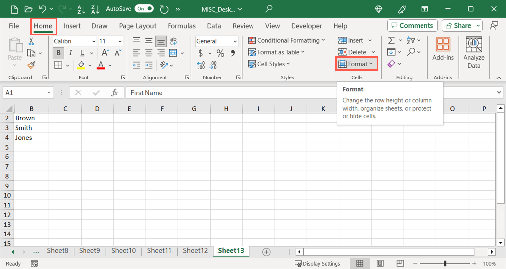cách bỏ ẩn cột đầu tiên hoặc hàng trong excel-worksheets-8-nén - Help Desk Geek Định dạng trên tab Trang chủ