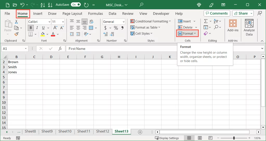cách bỏ ẩn cột đầu tiên hoặc hàng trong excel-worksheets-8-nén - Help Desk Geek Định dạng trên tab Trang chủ
