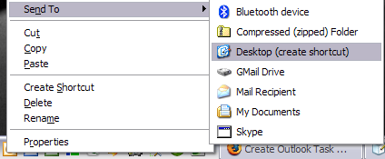 Cách tạo lối tắt cho email và tác vụ trong Outlook 3 gửi tới máy tính để bàn