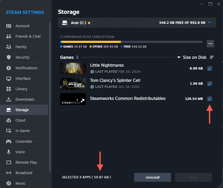 cách kiểm tra-steam-games-storage-usage-in-windows-11-4-nén - Help Desk Geek Hơi nước SettingsMàn hình Bộ nhớ của trò chơi hiển thị các kích thước trò chơi riêng lẻ và tích lũy.