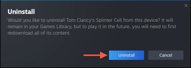 cách kiểm tra-steam-games-storage-usage-in-windows-11-14-nén - Help Desk Geek Tùy chọn gỡ cài đặt được đánh dấu trong cửa sổ bật lên xác nhận.