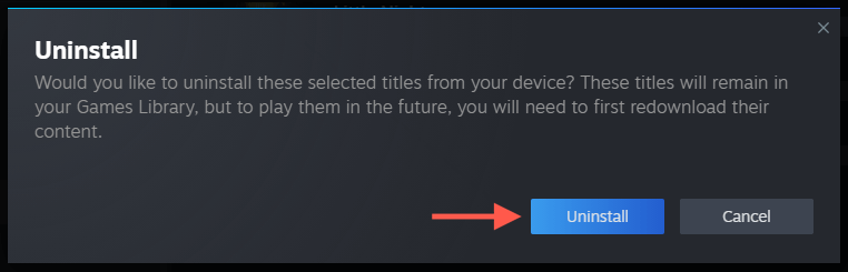 cách kiểm tra-steam-games-storage-usage-in-windows-11-16-nén - Help Desk Geek Tùy chọn gỡ cài đặt được đánh dấu trong cửa sổ bật lên xác nhận.