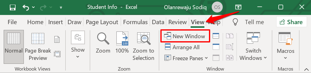 - Bàn trợ giúp Geek Tùy chọn cửa sổ mới trong Excel