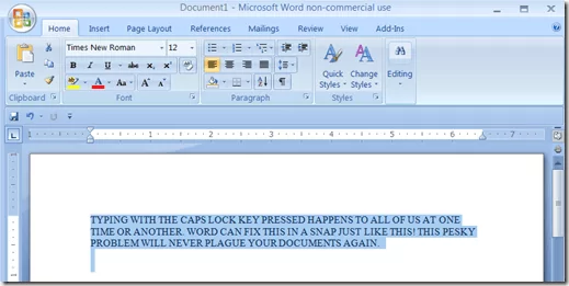 Cách thay đổi văn bản Caps Lock trở lại bình thường trong Word 1 TỪ