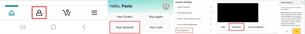 Cách xóa địa chỉ giao hàng khỏi Amazon 4 Cách xóa địa chỉ khỏi Amazon trên hình ảnh Ứng dụng di động