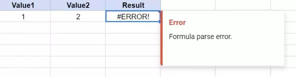 Cách khắc phục lỗi phân tích công thức của Google Sheets 20 #LỖI! Hình ảnh lỗi