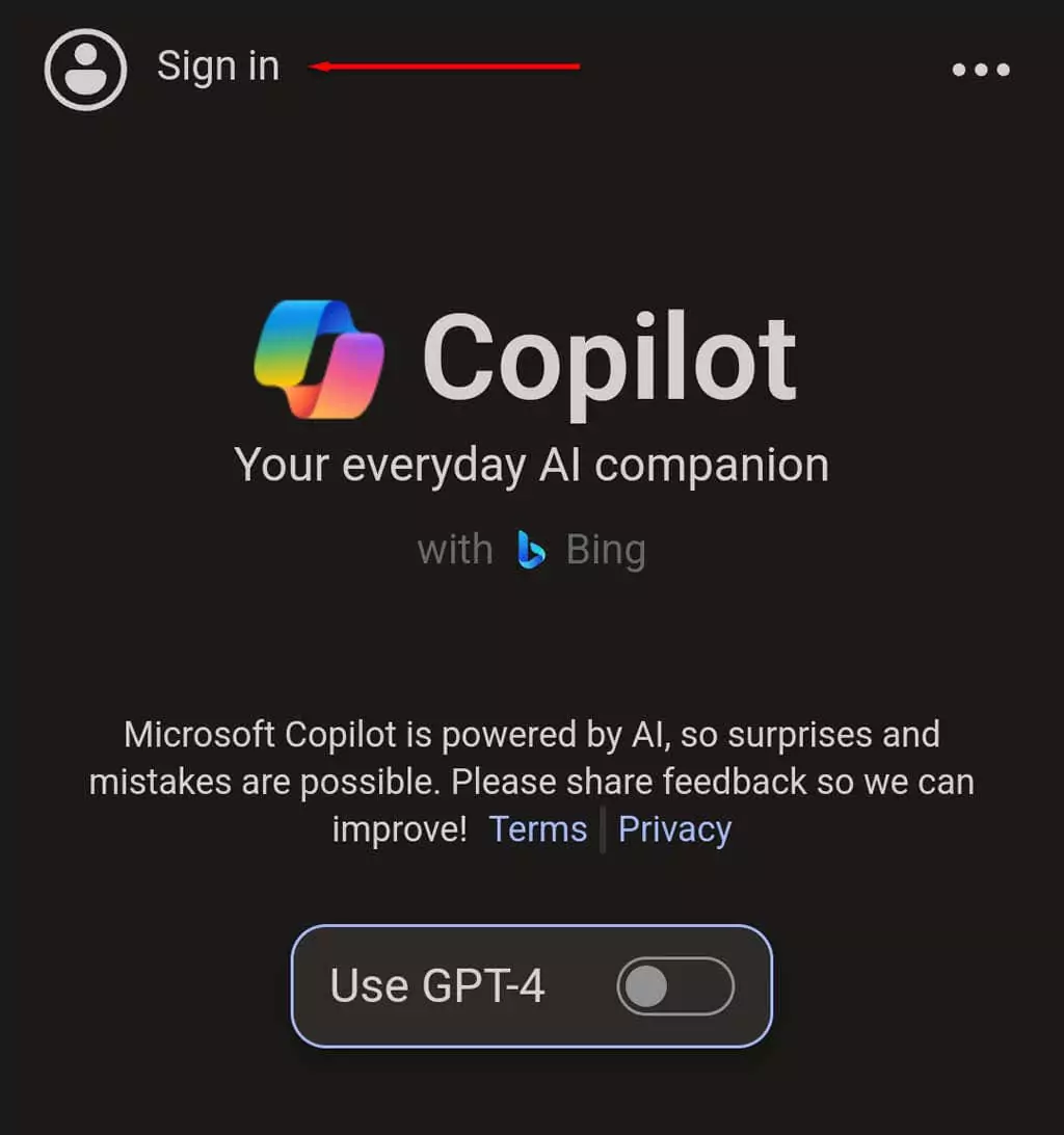 Cách sử dụng Microsoft Copilot trên Android và iPhone 8 Đăng nhập vào tài khoản Microsoft của bạn