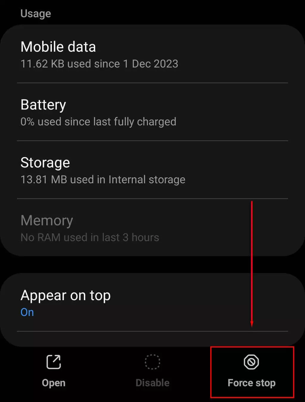 Camera lùi của Android không hoạt động? 10 cách khắc phục 9 Buộc đóng ứng dụng máy ảnh (hoặc ứng dụng khác) image 2