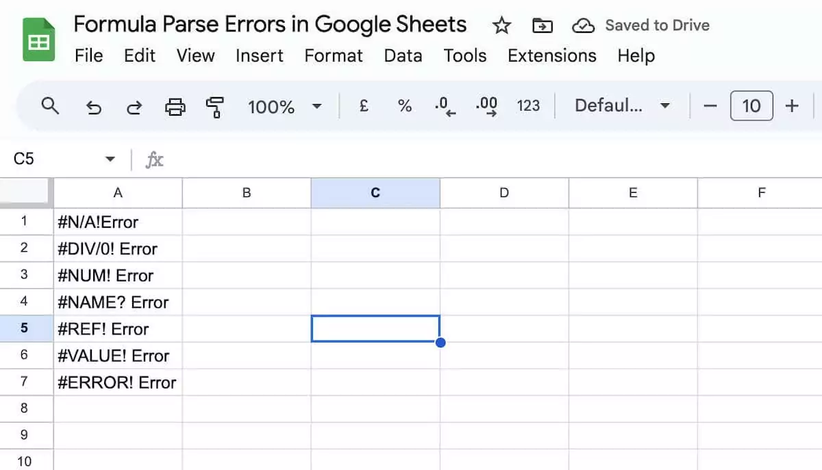 Cách khắc phục lỗi phân tích công thức của Google Sheets 11 Cách khắc phục lỗi phân tích công thức trong hình ảnh Google Sheets