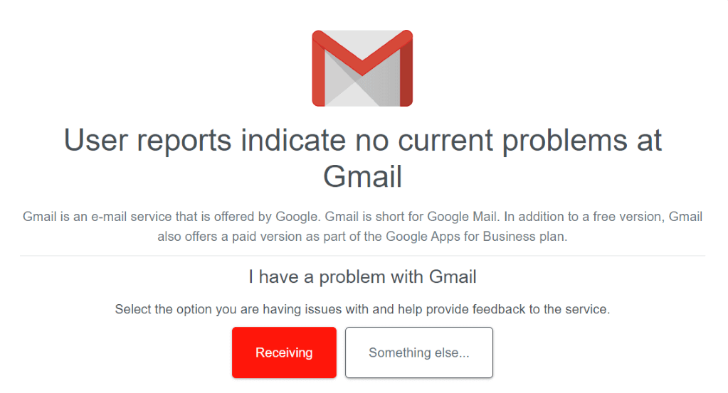 Gmail Không Gửi Email? 10 cách để khắc phục nó 2 Trang của Gmail trên trang Down detector.