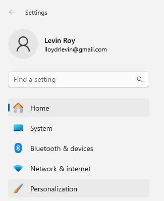 Cách ẩn hoặc xóa Copilot khỏi thanh tác vụ Windows 11 6 Danh sách của Settings tab, với mục Cá nhân hóa được tô sáng