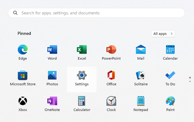 Cách ẩn hoặc xóa Copilot khỏi thanh tác vụ Windows 11 4 Menu Bắt đầu với Settings biểu tượng được tô sáng