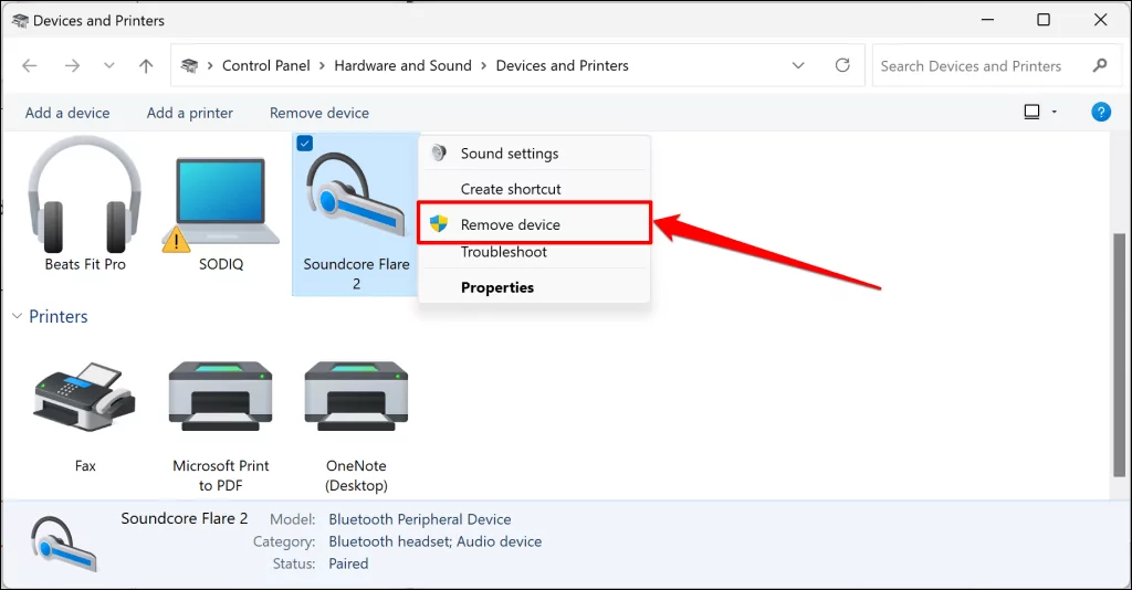 Cách khắc phục lỗi “Remove Failed” Bluetooth trong Windows 11 50 Các bước xóa thiết bị Bluetooth trong Control Panel của Windows