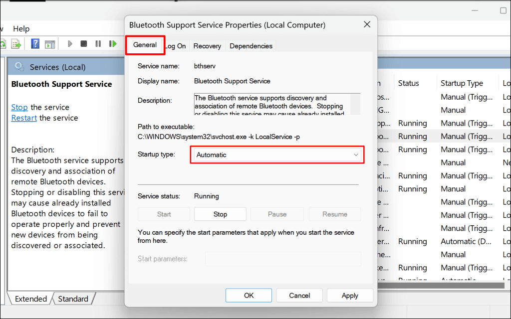 Cách khắc phục lỗi “Remove Failed” Bluetooth trong Windows 11 58 Các bước để thay đổi kiểu khởi động Dịch vụ hỗ trợ Bluetooth