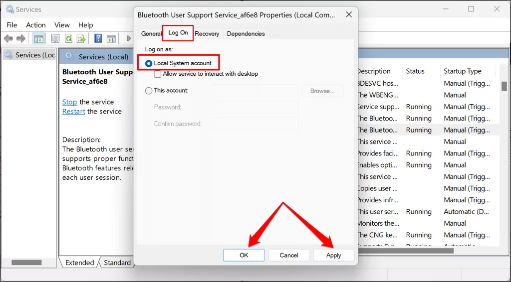 Cách khắc phục lỗi “Remove Failed” Bluetooth trong Windows 11 62 Các bước để thay đổi kiểu khởi động Dịch vụ hỗ trợ người dùng Bluetooth