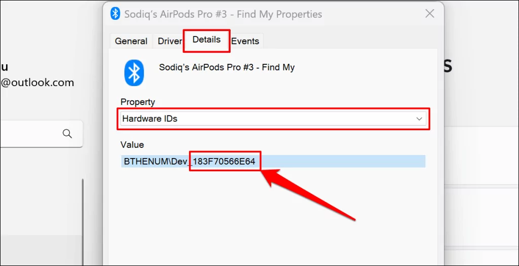 Cách khắc phục lỗi “Remove Failed” Bluetooth trong Windows 11 67 ID phần cứng trình điều khiển thiết bị Bluetooth